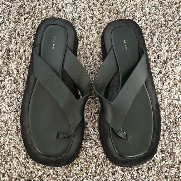 The Row Ginza Leather and Suede Platform Flip Flops - 40 - Picture 2 of 11